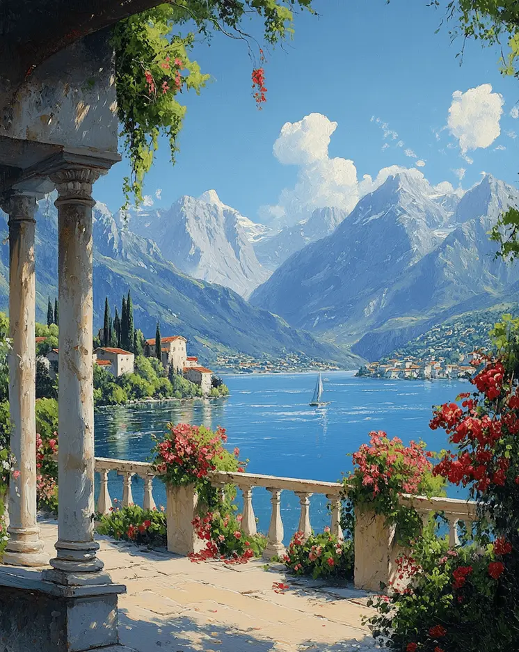 Beautiful View From Balcony - Classic Landscape 8"x8" Art Print