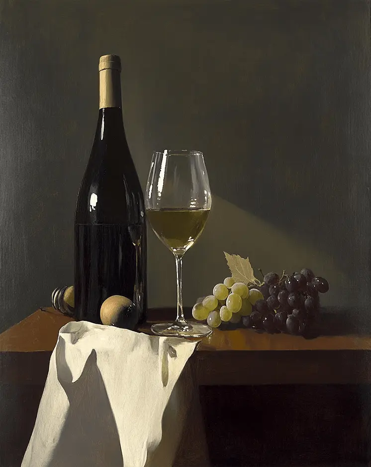 Classic White Wine Still Life - Wine Wall Art Prints – 8″x10″ Artwork for 11″x14″ Frame