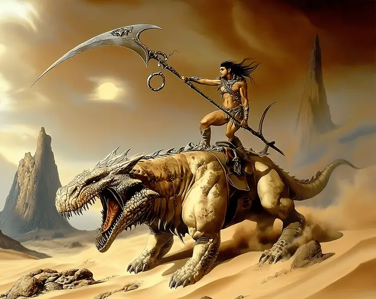 Desert Warrior art print - Fantasy Quest Adventure Prints – 8″x10″ Artwork in 12″x14″ Mats