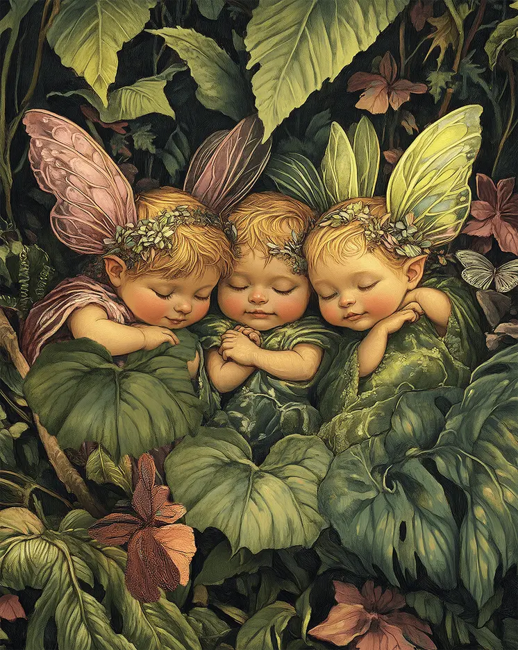 Fairies After Lunch Nap Time - 8"x8" Art Prints