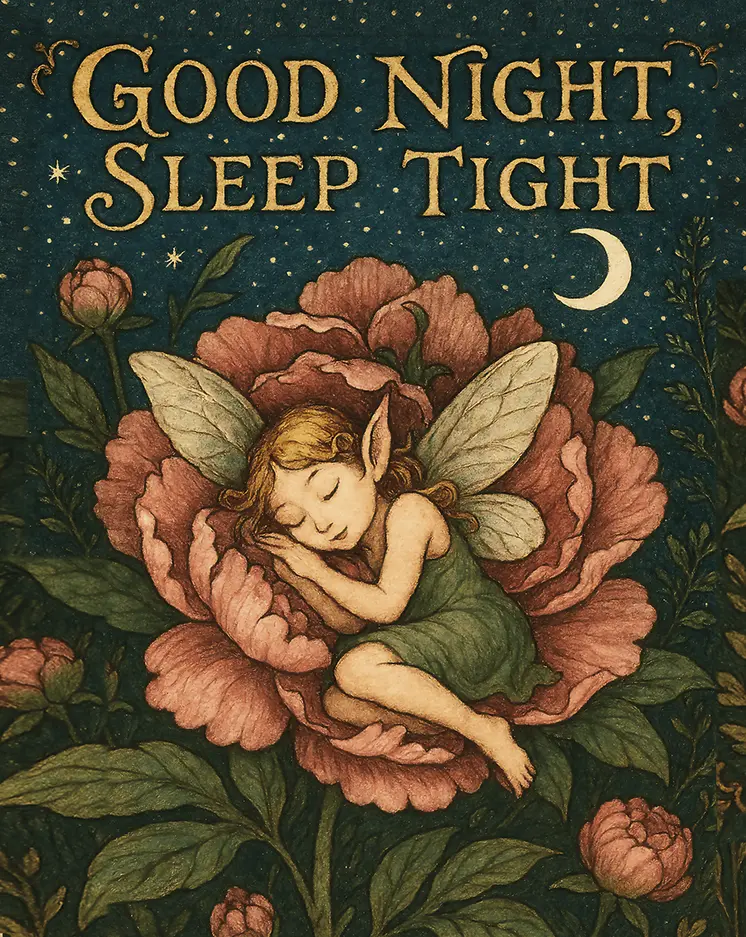 Good Night Sleep Tight Sleeping Fairy – 8″x10″ Artwork in 10″x12″ Mat