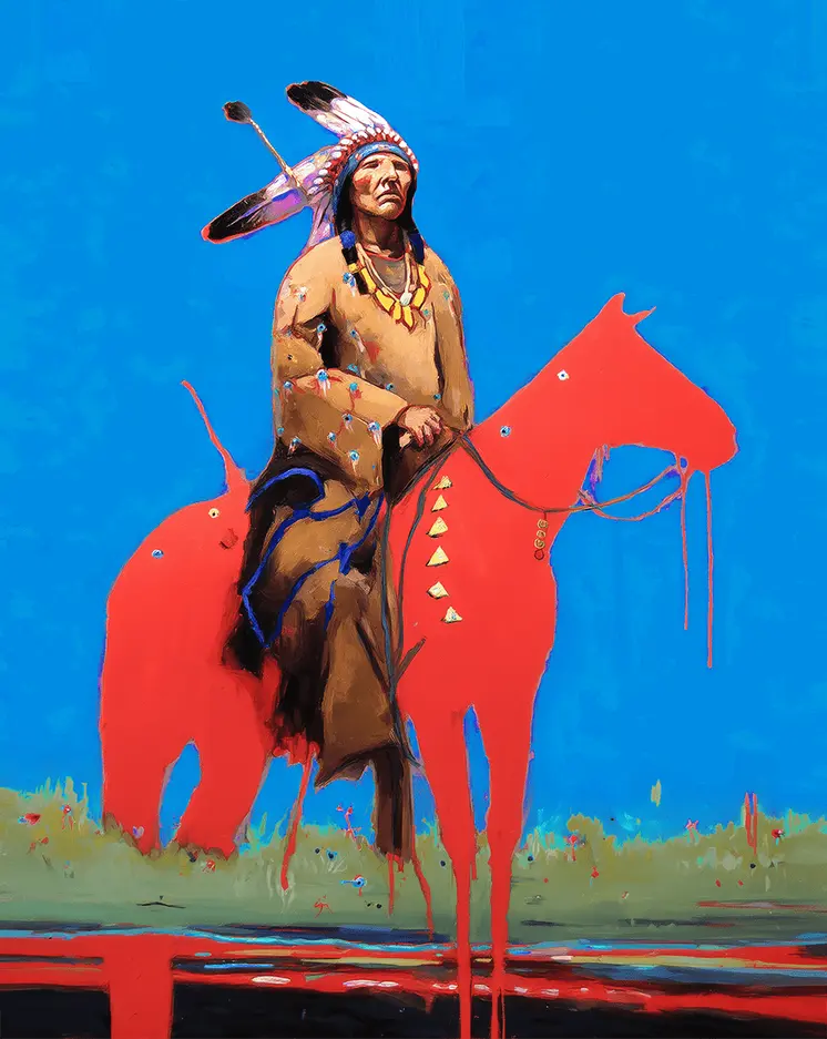 Native American Red Horse 1  - Southwestern Art Prints 8"x10" Artwork