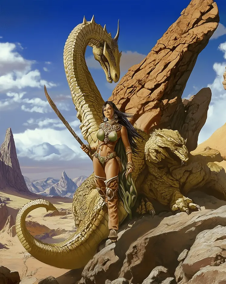 Raish and Dragons Characters art print - Fantasy Quest Adventure Prints – 8″x10″ Artwork in 12″x14″ Mats
