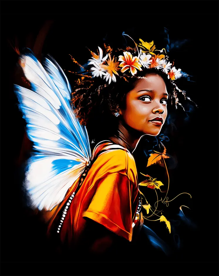 Smiling Flower Fairy - Fairies Worldwide – 8″x10″ Artwork in 12″x14″ Mat