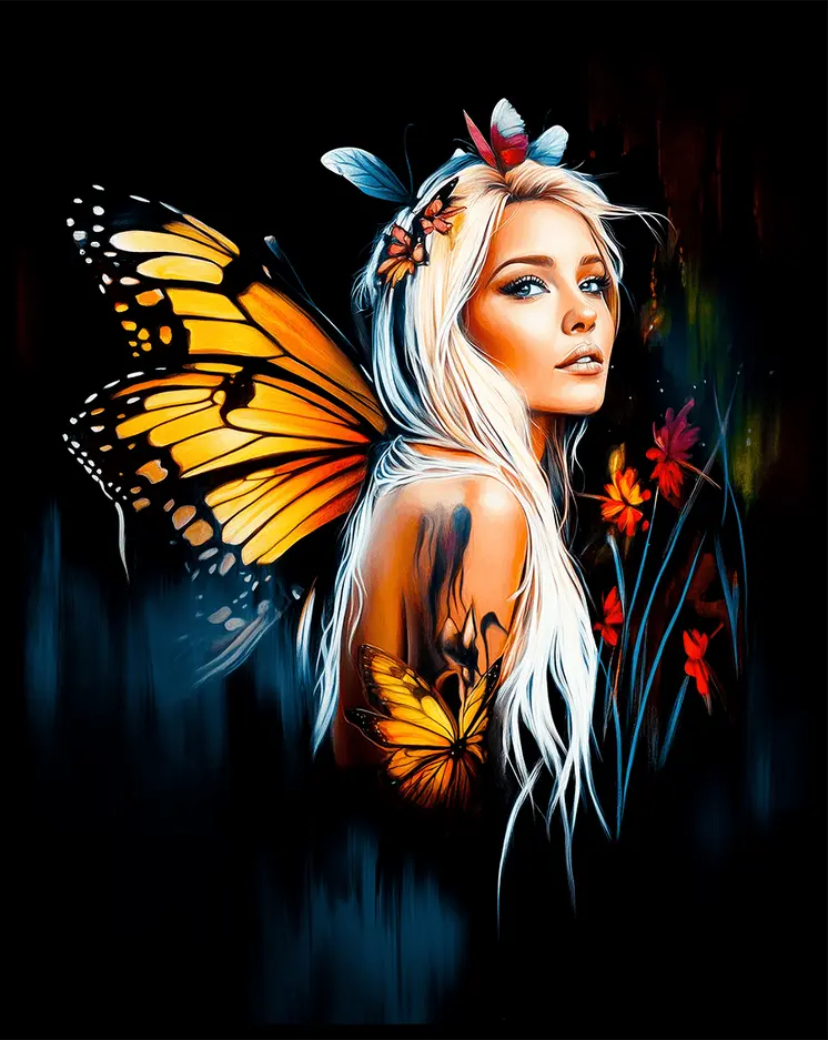Swedish Fairy at Night - Fairies Worldwide – 8″x10″ Artwork in 12″x14″ Mat