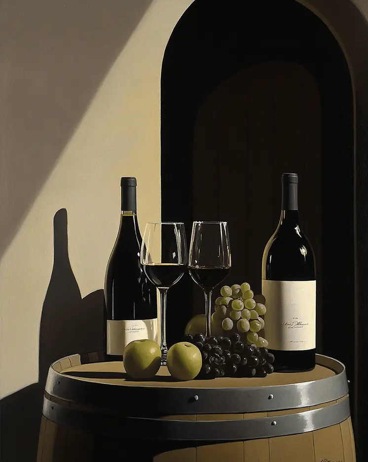 Wine and Barrel Still Life - Wine Wall Art Prints – 8″x10″ Artwork for 11″x14″ Frame