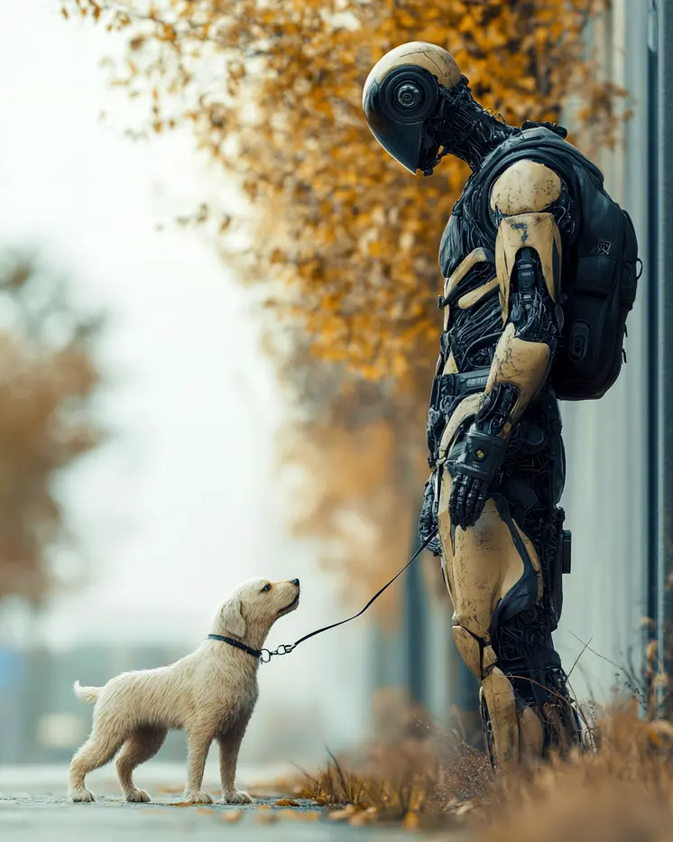 Dog's Best Friend? - AI Robot Art Prints - 8"x10" Artwork