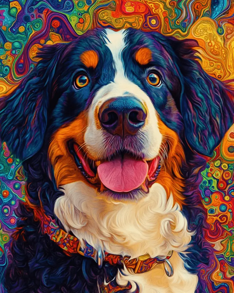 Stylized Bernese Mountain Dog #1 - Pet Modern Art Prints – 8″x10″ Artwork for 11″x14″ Frame