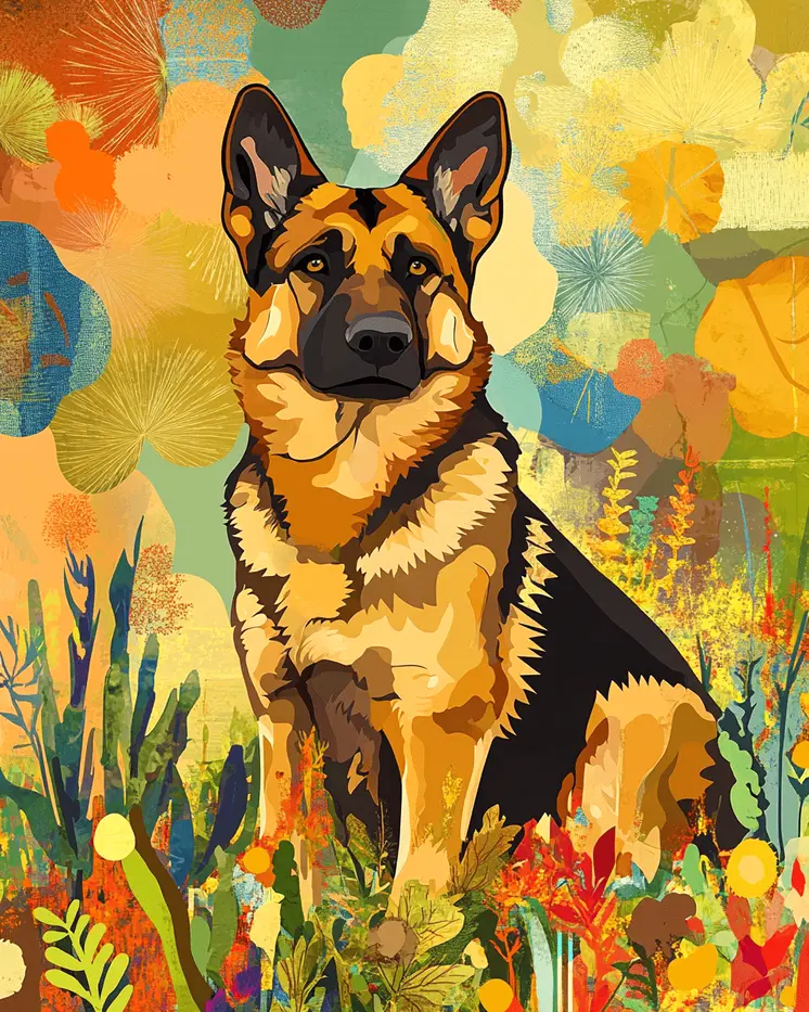 Stylized German Shepherd #2 - Pet Modern Art Prints – 8″x10″ Artwork for 11″x14″ Frame