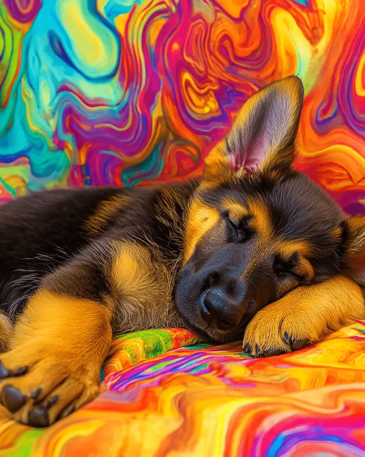 German Shepherd Puppy Sleeping - Pet Modern Art Prints – 8″x10″ Artwork for 11″x14″ Frame