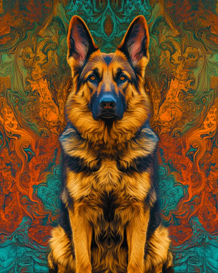 Stylized German Shepherd #3 - Pet Modern Art Prints – 8″x10″ Artwork for 11″x14″ Frame