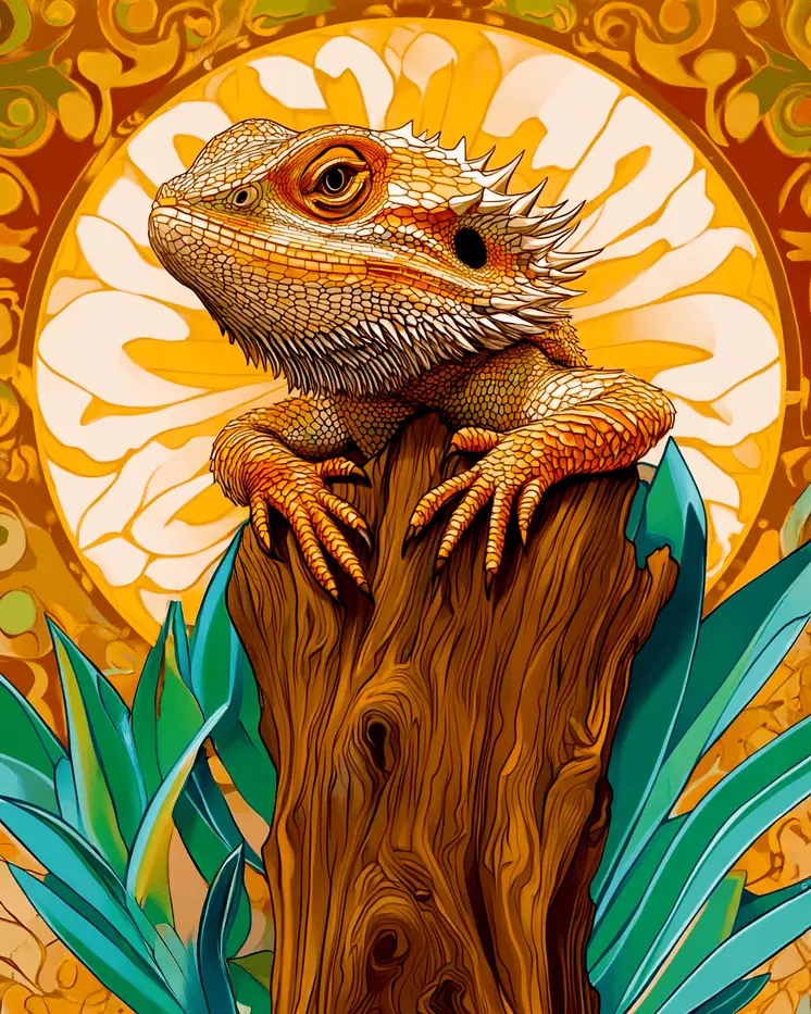 Stylized Bearded Dragon #1 - Pet Modern Art Prints – 8″x10″ Artwork for 11″x14″ Frame