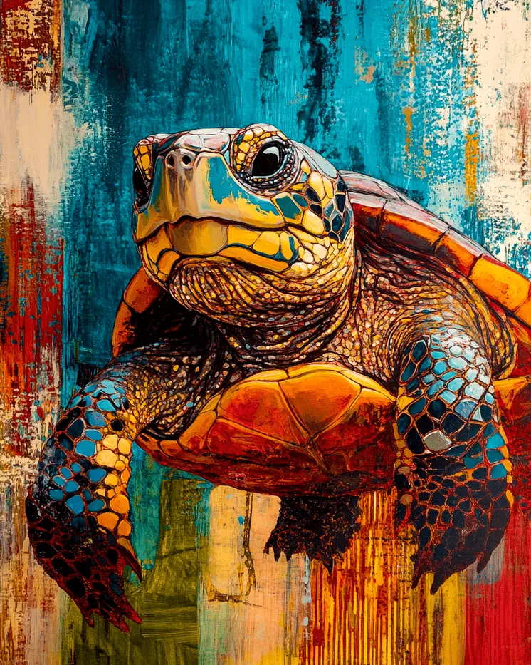 Stylized Turtle #4 - Pet Modern Art Prints – 8″x10″ Artwork for 11″x14″ Frame
