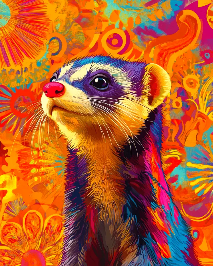 Stylized Ferret #3 - Pet Modern Art Prints – 8″x10″ Artwork for 11″x14″ Frame