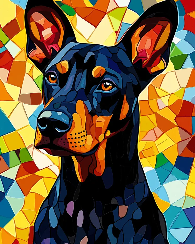 Stylized Doberman Pinscher #3 - Pet Modern Art Prints – 8″x10″ Artwork for 11″x14″ Frame
