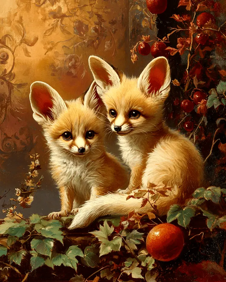 Fennec Fox Kits - Animal Still Life Art Prints – 8″x10″ Artwork for 11″x14″ Frame