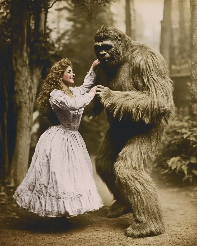 Bigfoot with Dance Partner - Cryptids  8"10" Artwork for 11"x12" Frame