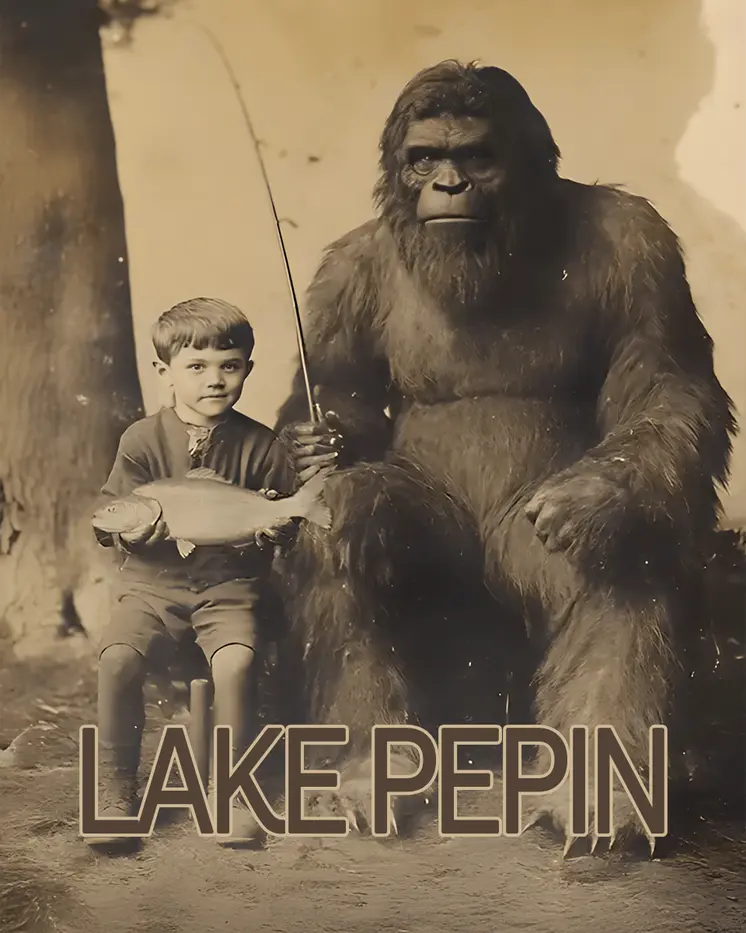 Bigfoot Fishing Trip - Lake Pepin Art Prints – 8″x10″ Artwork for 11″x14″ Frame