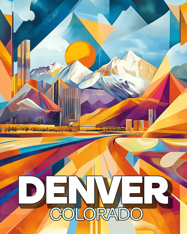 Abstract City by the Mountains - Denver Souvenir Art Prints - 8"x10" Artwork