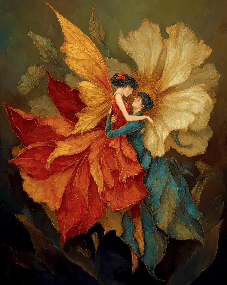 Vintage Fairy Love Art Print - Fairies 8"x10" Artwork