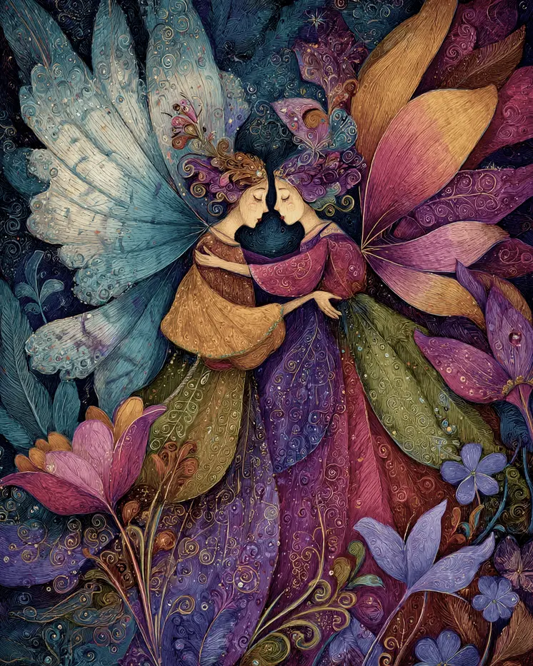 BOHO Fairy Love Art Print - Fairies 8"x10" Artwork