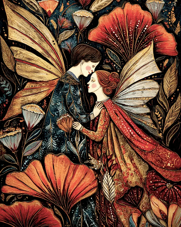 Fairy Romance Art Print - Fairies 8"x10" Artwork