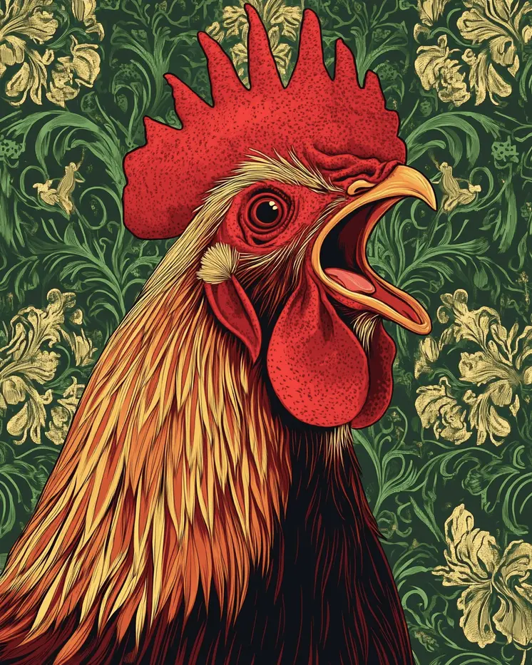 Rooster's Crow - Chicken Art Prints - 8"x10" Artwork for 11"x14" Frame