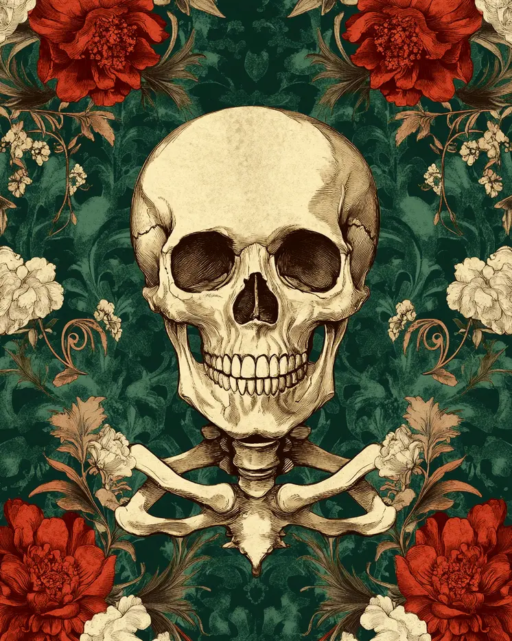 Goth Skull & Roses Art Prints - Gothic 8"x10" Artwork