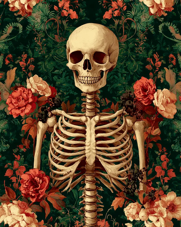 Goth Skeleton & Roses Art Prints - Gothic 8"x10" Artwork