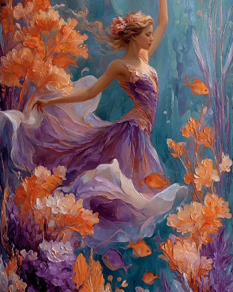 Mermaid Flourish Coastal Art Print - 8"x10" Artwork