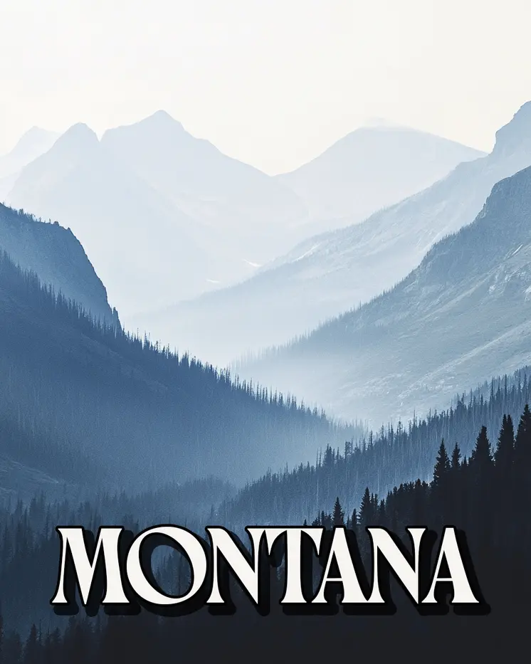 Rocky Mountains Misty Morning - Montana Souvenir Art Prints - 8"x10" Artwork
