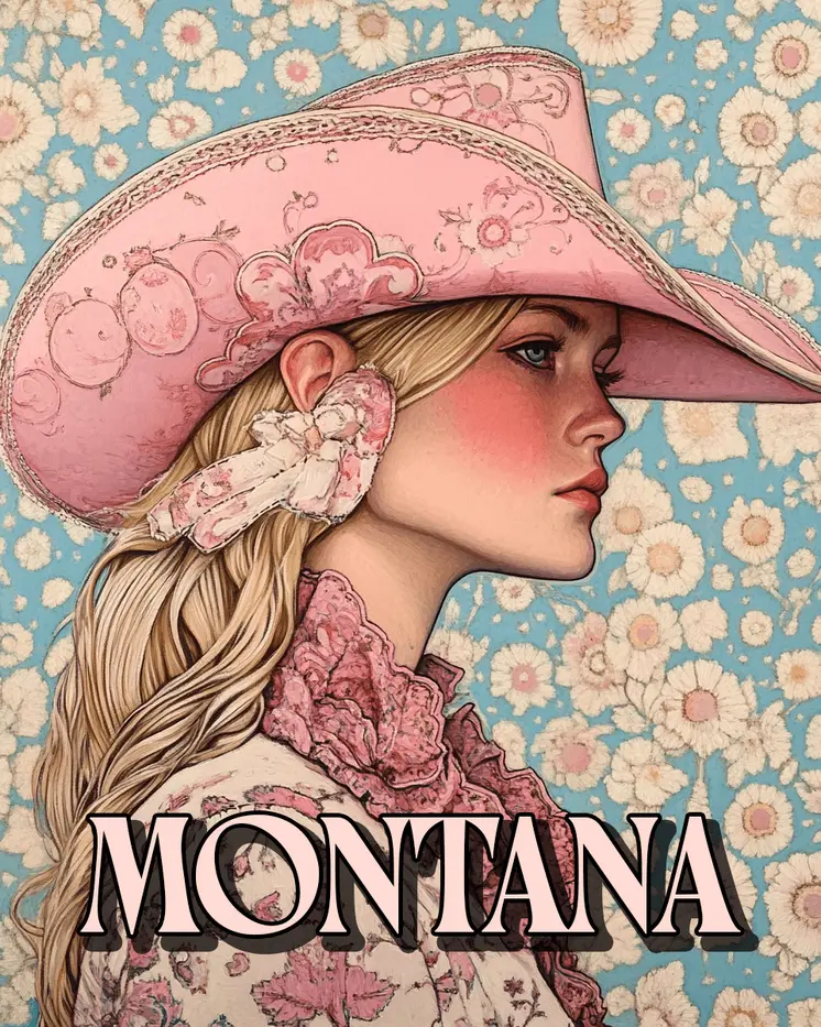 Cowgirl Polly - Montana Souvenir Art Prints - 8"x10" Artwork