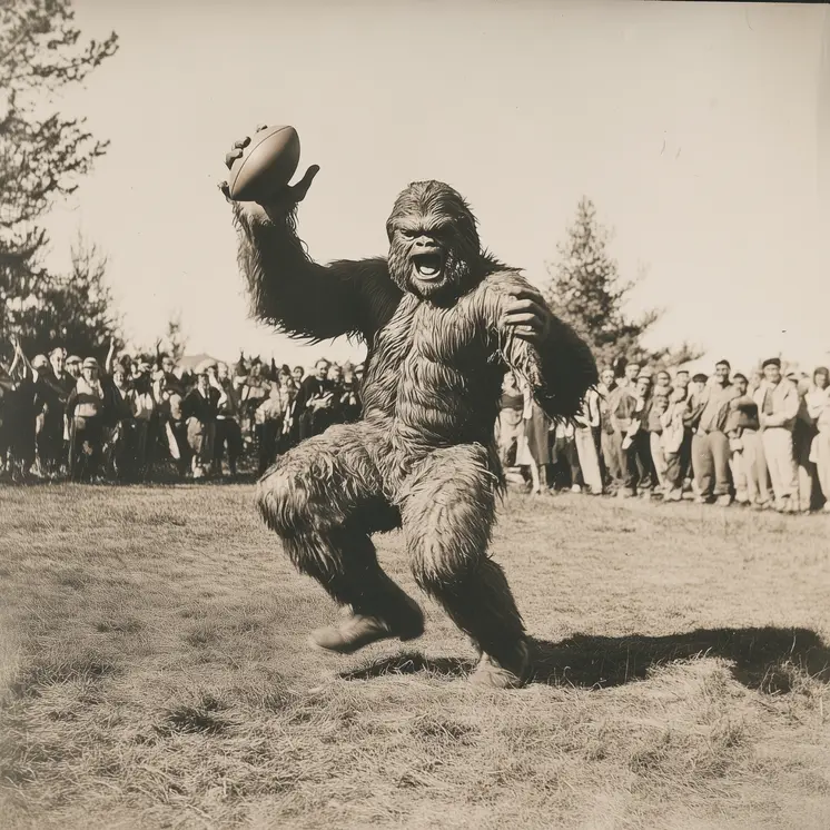 Bigfoot's Victory Dance - Cryptids  8"x8" Artwork for 12"x12" Frame