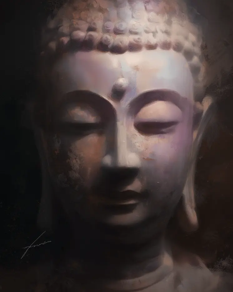 Purple Buddha - Zen Art for Meditation Home Decor Wall Art Prints – 8″x10″ Artwork – 11″x14″ Beveled Mat