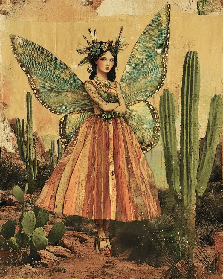 Saguaro Fairy - American Southwest Art Prints - 8"x10" Artwork for 11"x14" Frame
