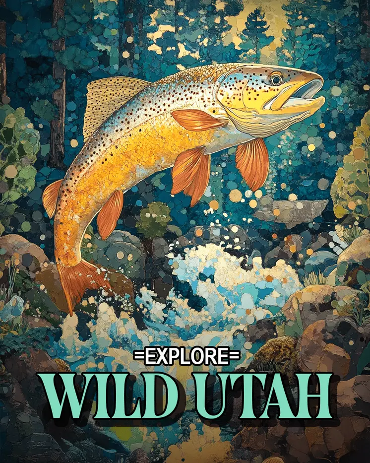 Jumping Trout - Utah Art Prints – 8″x10″ Artwork for 11″x14″ Frame