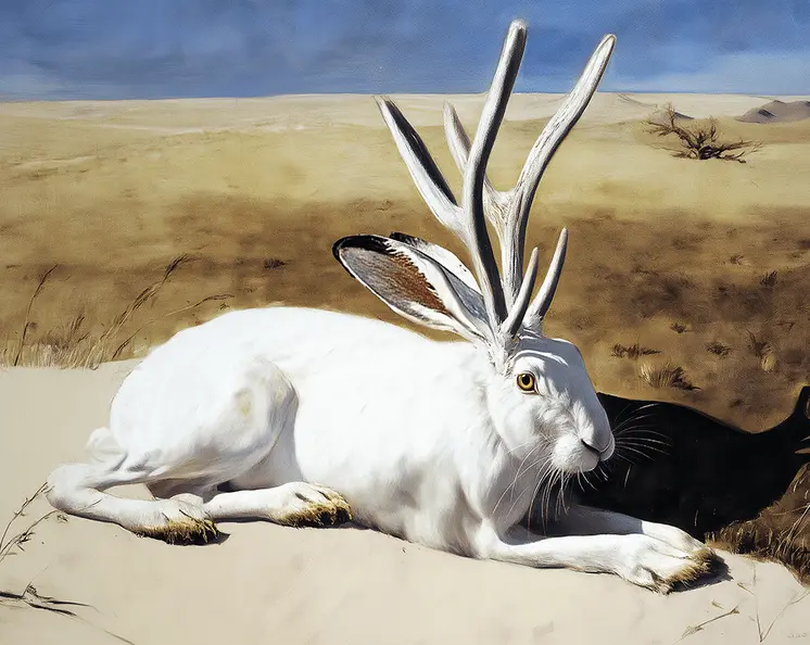 Albino Jackalope - Lonely at the Top - Cryptids Art Prints - 10"x 8" Artwork