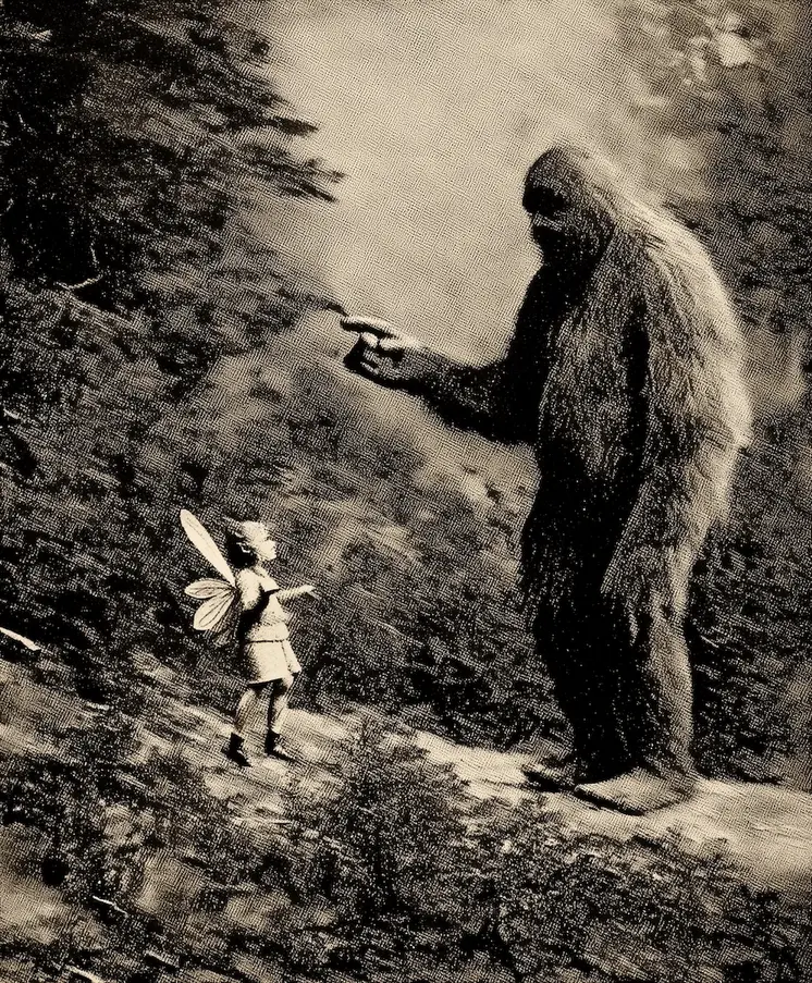 Bigfoot Fairy Newspaper Sensation Art Print - Fairies 8"x10" Artwork