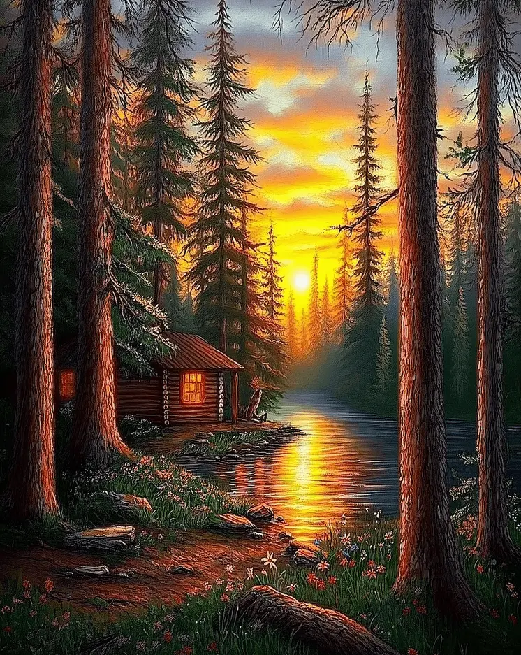 The Fishing Cabin - Classic Landscape 8"x10" Art Print