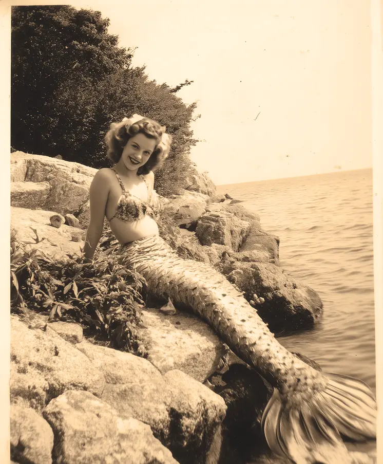 Vintage Mermaid Photo Summer 1939 Art Print - 8"x10" Artwork