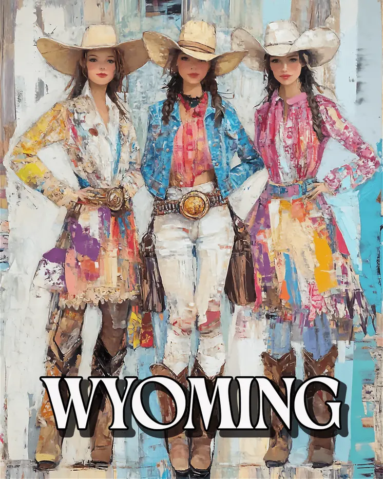 Three Amigas - Wyoming Souvenir Art Prints - 8"x10" Artwork