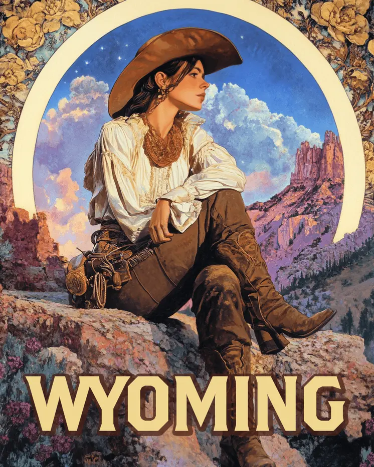 Canyon Cowgirl - Wyoming Souvenir Art Prints - 8"x10" Artwork