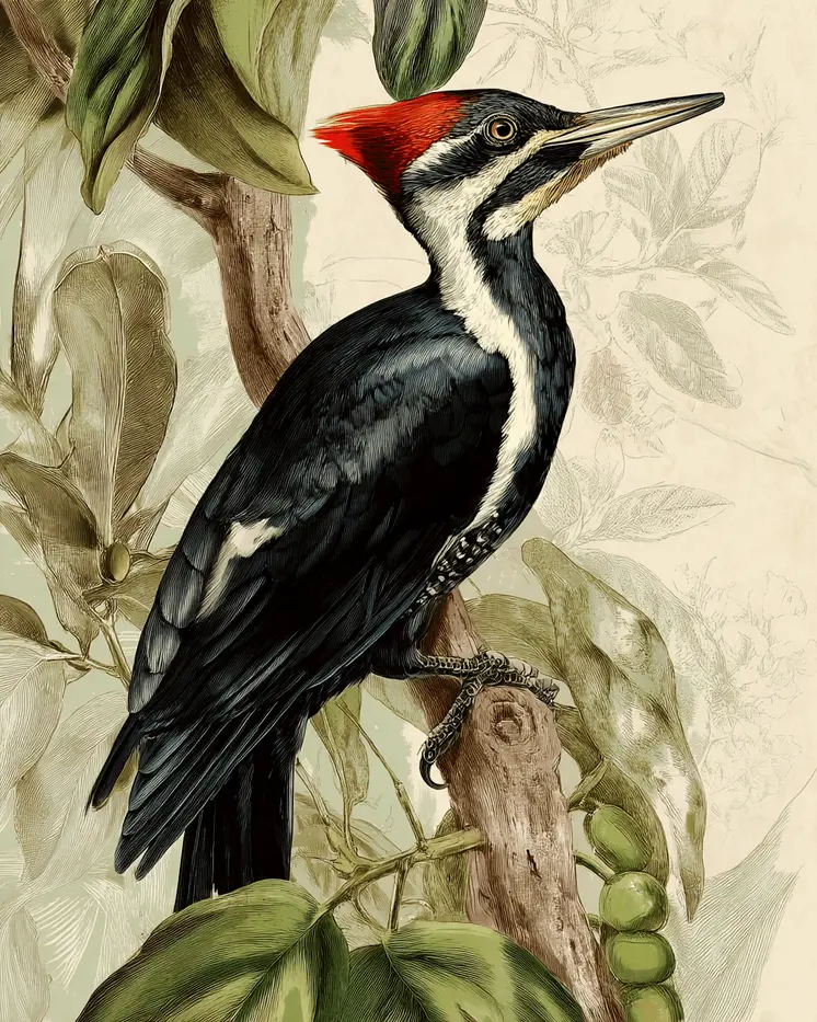 Naturalist Ivory Billed Woodpecker Art Print - 8"x10" Artwork