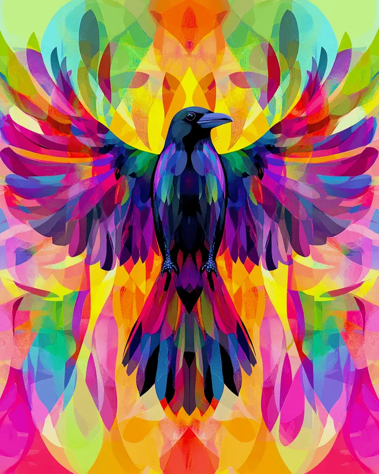 Raven Color Burst - Art Prints - 8"x10" Artwork for 11"x14" Frame