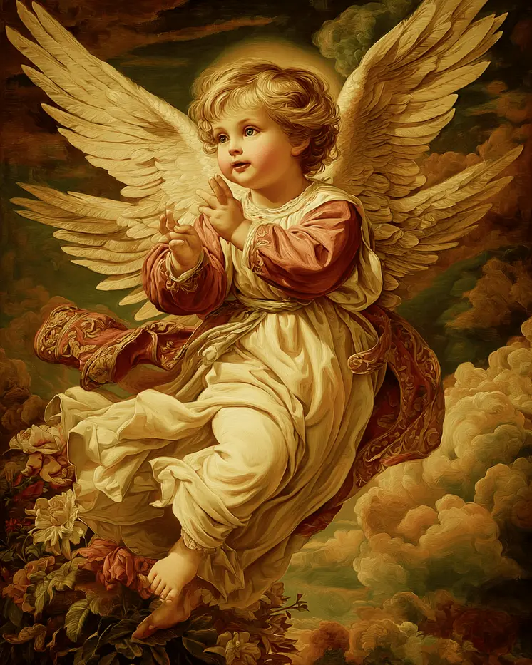 Nouveau Baby Angel Art Print - 8"x10" Artwork