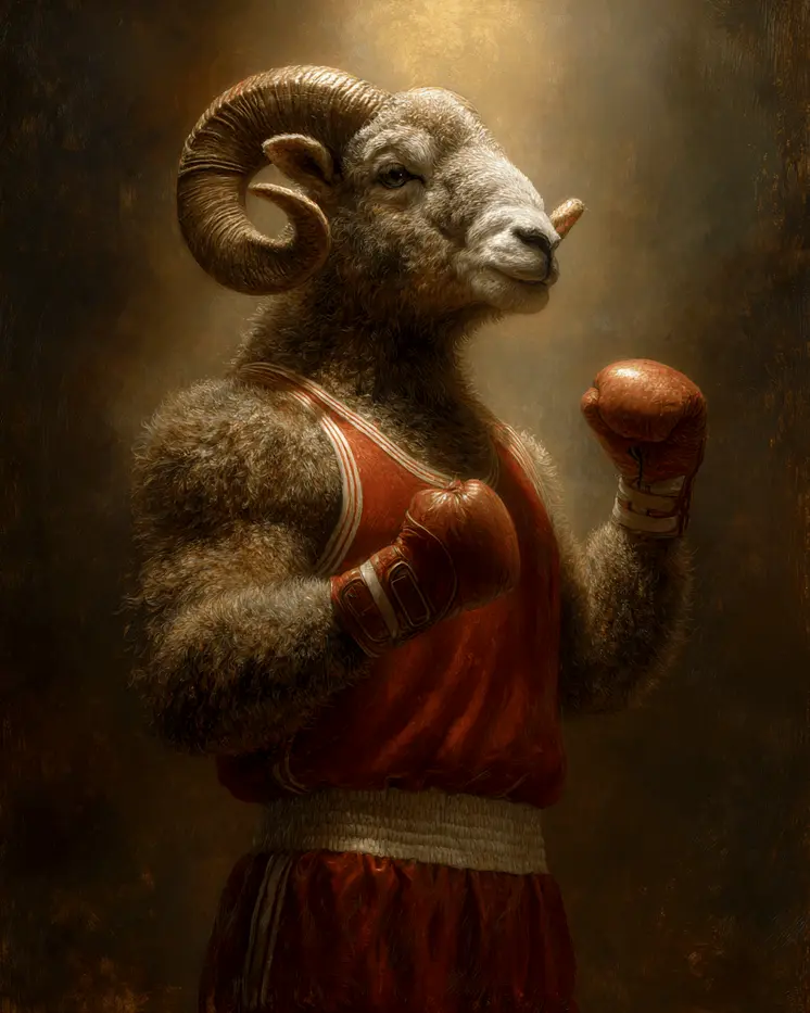 Bighorn Boxer Animals in Sports Art Print - 8"x10" Artwork