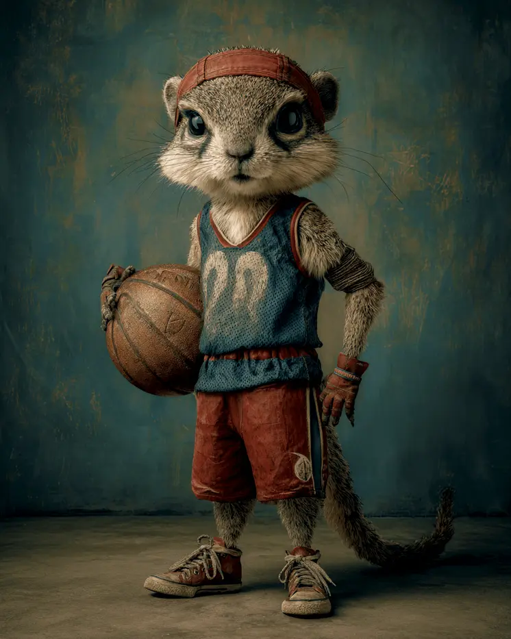 Squirrel Basketball PLayer Animals in Sports Art Print - 8"x10" Artwork