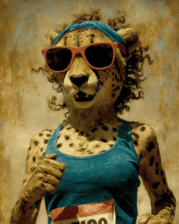 Cougar Jogging Animals in Sports Art Print - 8"x10" Artwork