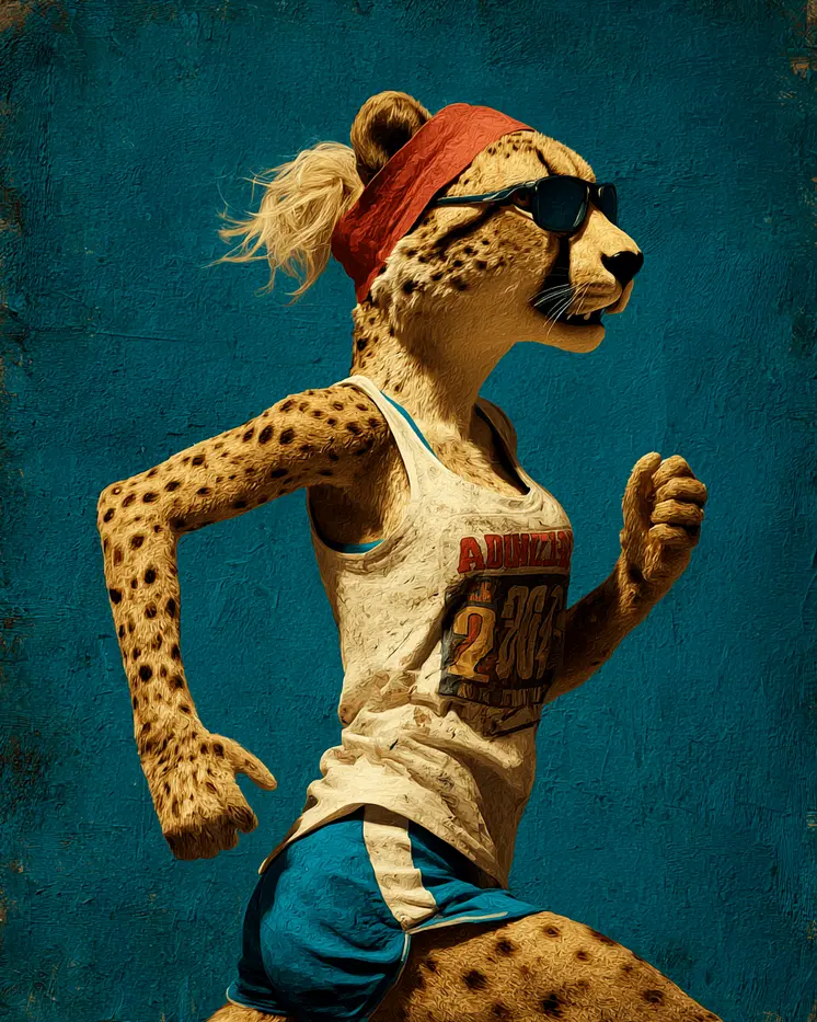 Cheetah Jogging Animals in Sports Art Print - 8"x10" Artwork
