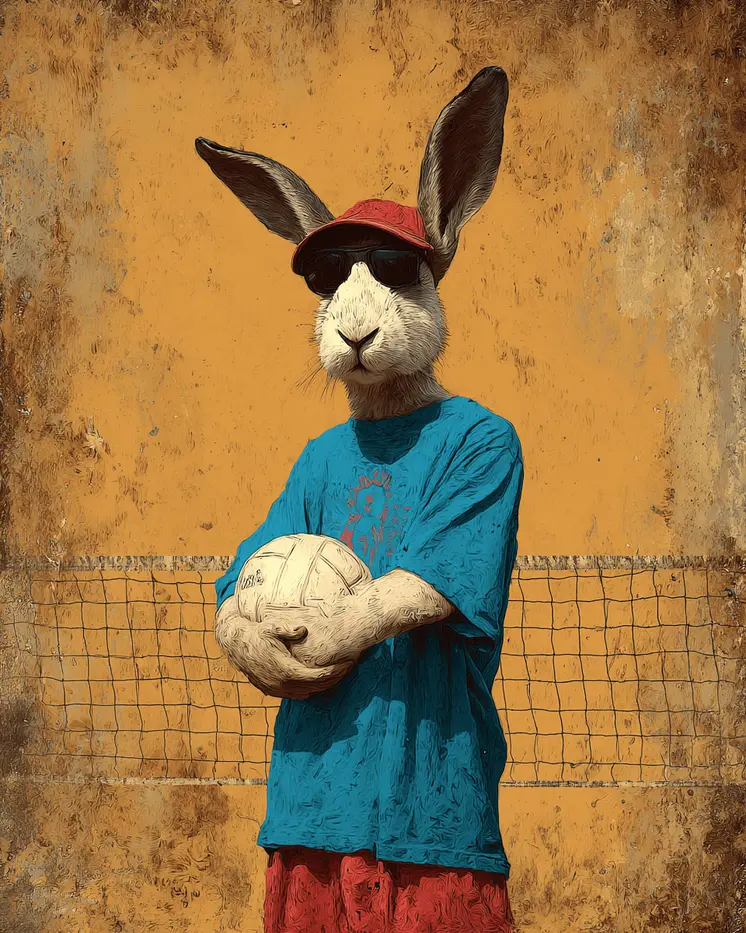 Jackrabbit Volleyball Player Animals in Sports Art Print - 8"x10" Artwork